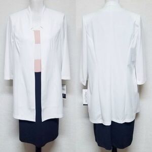 PERCEPTIONS Navy Ivory Sleeveless Jacket Dress NWT